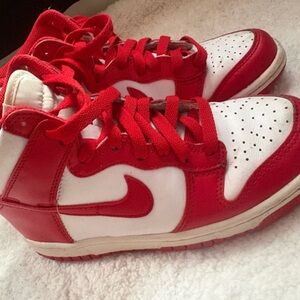 Nike Red and White Women's High-Top Sneakers